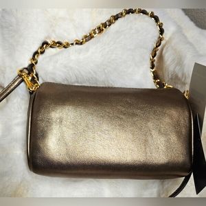 Ralph Lauren Nappa Leather Small Emelia Shoulder Bag, Color Gold.